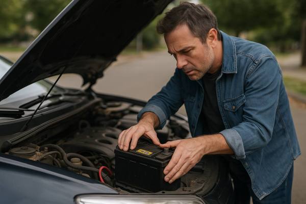 Mecánico revisando el motor de un automóvil
