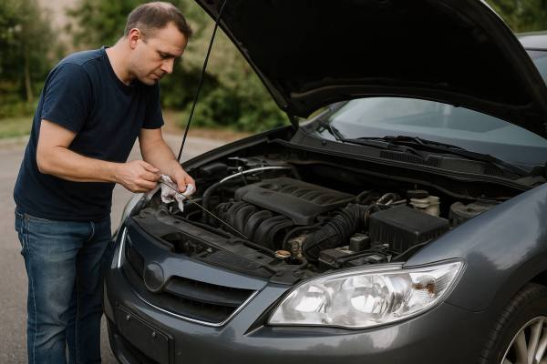 Mecánico revisando el motor de un automóvil